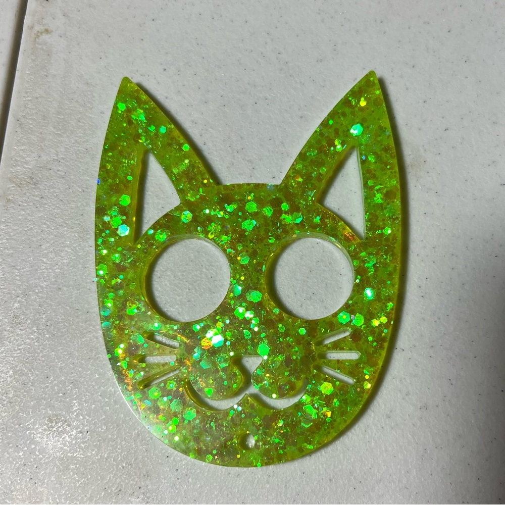 Cat keychain self defense (Lime) - NEW